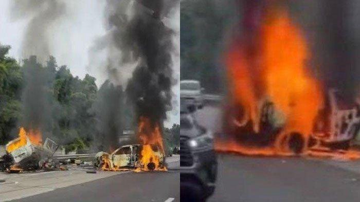 Detik-detik kecelakaan maut di Tol Cikampek KM 58 yang menewaskan 12 orang pada Senin (9/4/2024).