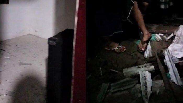 Dampak ledakan yang diduga bom molotov sisakan puing-puing di rumah warga Desa Bates, Kecamatan Dasuk Kabupaten Sumenep, Selasa (2/1/2024).