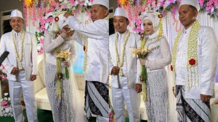 Paman (kanan) sengaja dandan jadi pengantin di pernikahan keponakan viral di media sosial.