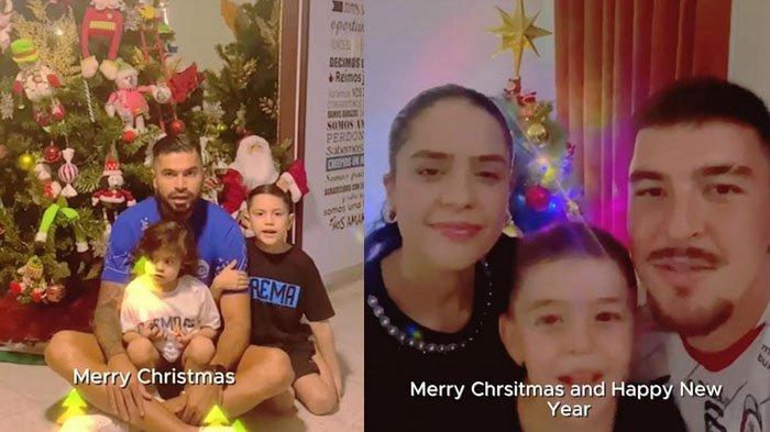 Kolase - Charles Raphael (jersey putih) saat mengunggah momen Natal dan Tahun Baru 2024 di Malang. Dia menjadi satu-satunya pemain asing Arema FC yang memilih untuk tidak pulang kampung ke Brazil - Pemain Arema FC, Julian Guevara (jersey biru) saat mengunggah momen Natal dan Tahun Baru bersama anak-anaknya di Kolombia.
