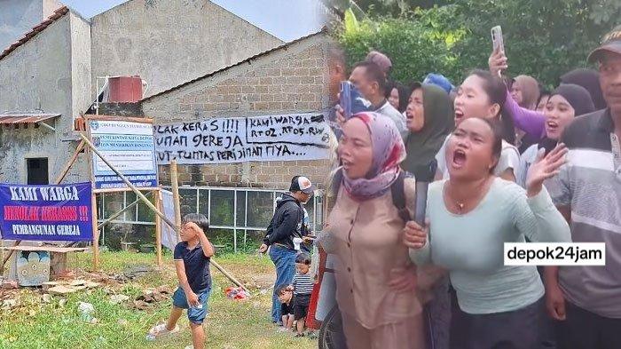 WARGA TOLAK GEREJA - Pembangunan Gereja BKP Runggun Studio Alam, Kelurahan Kalibaru, Kecamatan Cilodong, Kota Depok, Jawa Barat, ditolak warga setempat meski sudah ada izin pembangunan.