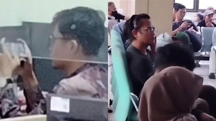 PETUGAS MAIN GAME - Tangkapan layar unggahan akun Instagram @rumpi_gosip. Petugas Samsat Cikande, Kabupaten Serang, Banten, kepergok bermain game saat bekerja.
