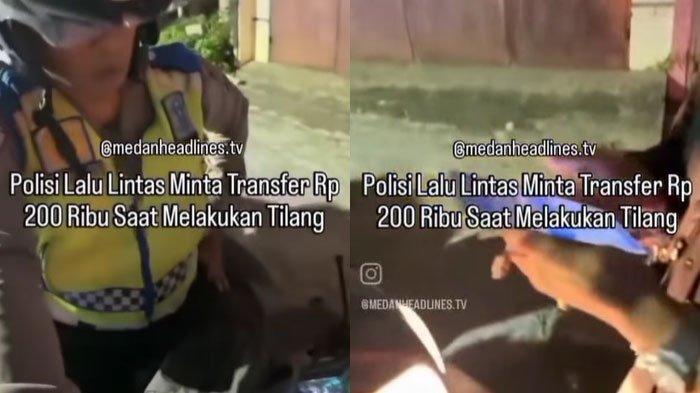 POLISI MINTA TRANSFER - Tangkapan layar unggahan akun Instagram @medanheadlines.tv, Senin (12/5/2025). Polisi di Medan disebut meminta warga transfer denda tilang Rp200 ribu.