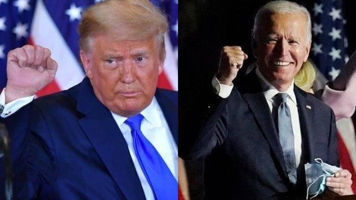 Potret Donald Trump dan Joe Biden.
