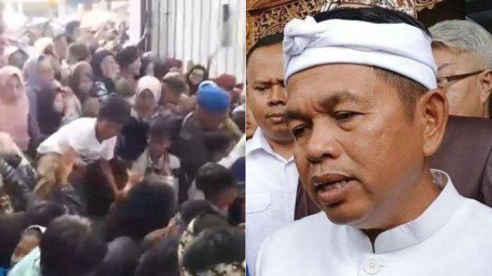 TRAGEDI MAKAN GRATIS - (foto kiri) Makan gratis dalam acara pernikahan Maula Akbar dan Putri Karlina menyebabkan 3 orang meninggal dunia karena berdesak-desakan. Gubernur Jawa Barat Dedi Mulyadi (foto kanan) beri santunan untuk keluarga korban.