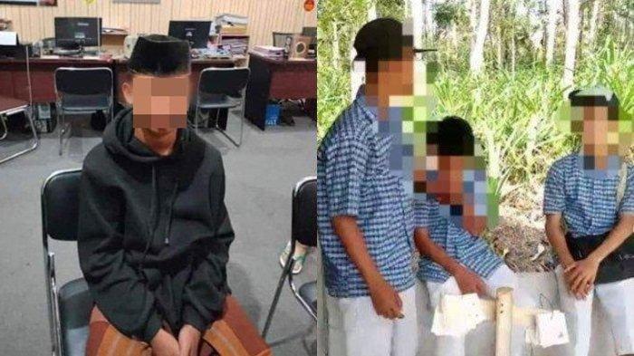 MK (kanan), kakak kelas yang melakukan serangan berupa tendangan dan tinju terhadap adik kelasnya yakni FF. Mereka merupakan siswa SMP di Cilacap.