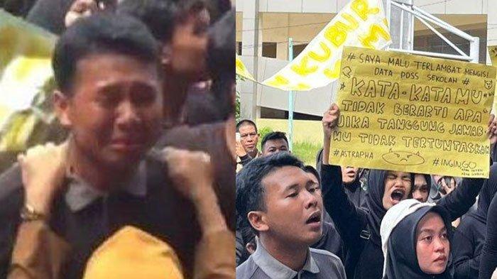 SISWA KECEWA - Ratusan siswa kelas XII SMA Negeri 1 Mempawah melakukan aksi unjuk rasa ke sekolahnya yang terletak di Jalan Raden Kusno, Kecamatan Mempawah Hilir, Kabupaten Mempawah, Kalimantan Barat, Senin 3 Februari 2025. Aksi unjuk rasa ini dilakukan siswa karena kelalaian pihak sekolah yang mengakibatkan mereka tak bisa mendaftar kuliah lewat jalur Seleksi Nasional Berdasarkan Prestasi atau SNBP 2025.