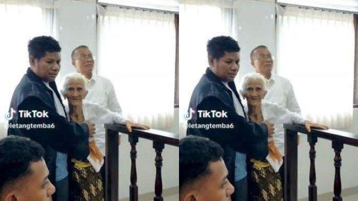 NENEK REJAN - Momen Nenek Rejan dibantu berjalan saat memasuki ruang sidang di Pengadilan Negeri (PN) Denpasar, Bali, Kamis (15/5/2025). Di usia 93 tahun, dia disidangkan atas kasus pemalsuan dokumen.