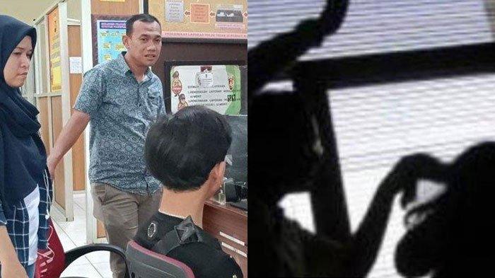 Eric Kustiandi Wijaya melaporkan istrinya RSS ke Polrestabes Palembang atas dugaan penganiayaan, Senin (29/1/2024).