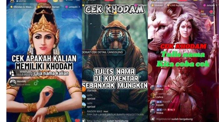 tangkapan layar cek khodam online di berbagai akun tiktok secara live