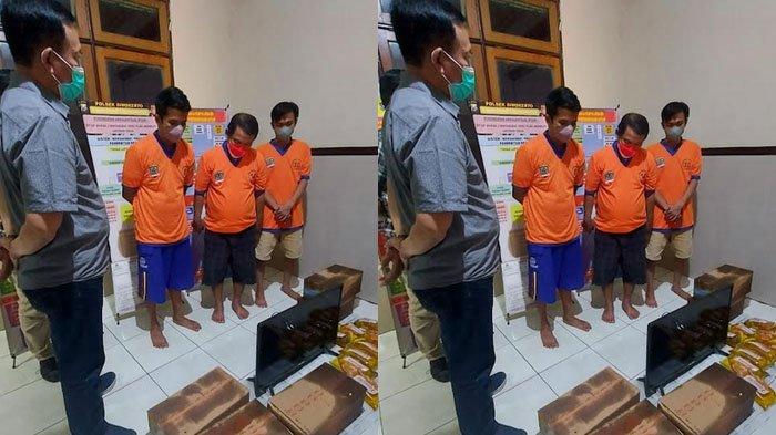 Tim Antibandit Polsek Simokerto Polrestabes Surabaya membekuk tiga orang anggota komplotan bandit pembobol rumah di kawasan Jalan Sampurna, Simokerto, Surabaya, Minggu (10/7/2022). 
