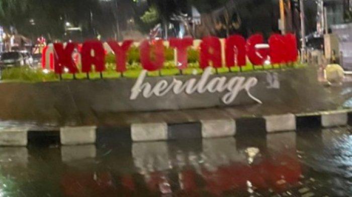 Ikon tulisan Kayutangan Heritage sisi utara yang mengalami kerusakan pada Kamis (26/12/2024) malam, sebelum dilakukan perbaikan