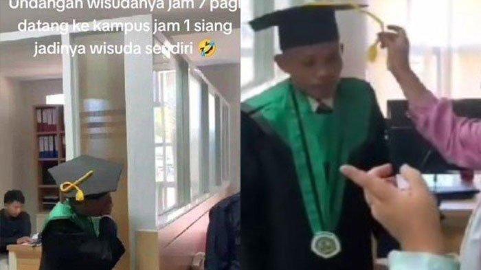 Video viral mahasiswa wisuda sendirian di Rektorat