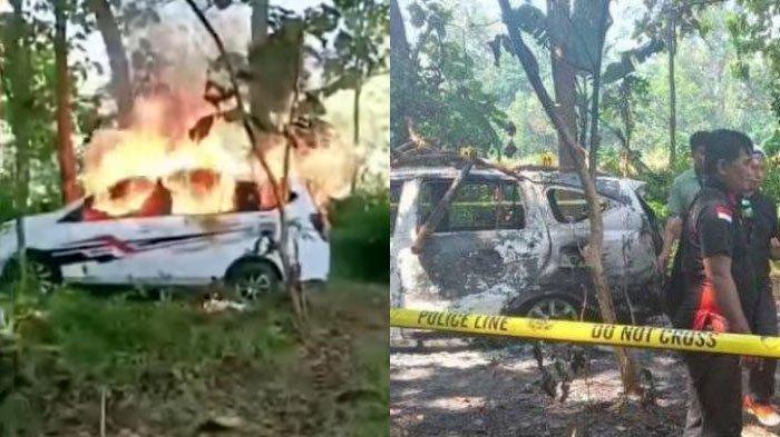 Tangkapan layar video viral mobil milik bos rental dibakar massa di Pati.