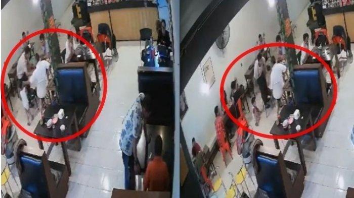 Tangkap layar video rekaman CCTV viral dokter tampar bocah 3 tahun hingga tersungkur.
