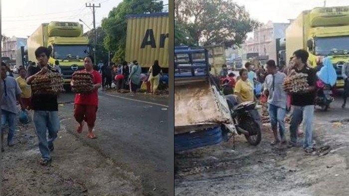 WARGA JARAH TELUR - Sebuah video yang memperlihatkan warga berebut memunguti telur yang tercecer di jalan setelah kecelakaan mobil pikap beredar viral di media sosial. Peristiwa tersebut terjadi di Desa Aek Batu, Kecamatan Torgamba, Kabupaten Labuhanbatu Selatan (Labusel), Sumatera Utara, pada Minggu (2/3/2025) pagi.