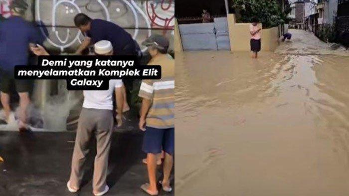 WARGA JEBOL TEMBOK - Viral sebuah video yang menayangkan sekelompok warga tengah menjebol tembok Perumahan Galaxy pada Rabu (5/3/2025). Diduga tindakan tersebut dilakukan agar banjir di perumahan tersebut mengalir ke permukiman di sebelahnya.