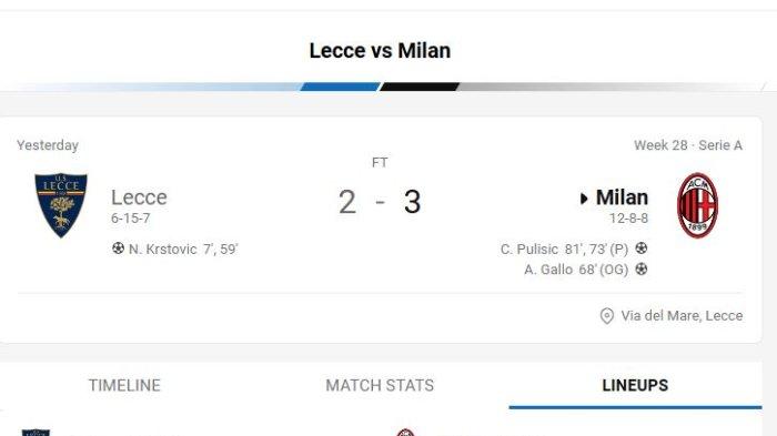 AC MILAN MENANG: AC Milan menang dikandang Lecce