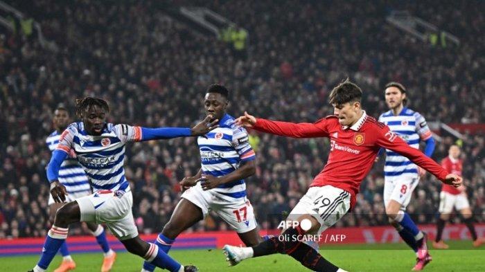Alejandro Garnacho di Piala FA Inggris antara Manchester United vs Reading di Old Trafford di Manchester, barat laut Inggris, pada 28 Januari 2023.