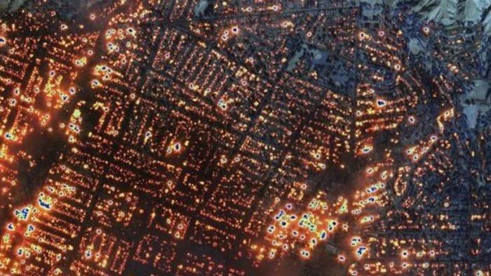Citra satelit menunjukkan Kebakaran Eaton pada hari Rabu, 8 Januari 2025, di Altadena, California