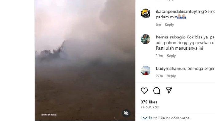 Kawasan lereng Gunung Andong Magelang terbakar pada Kamis (10/8/2023) siang