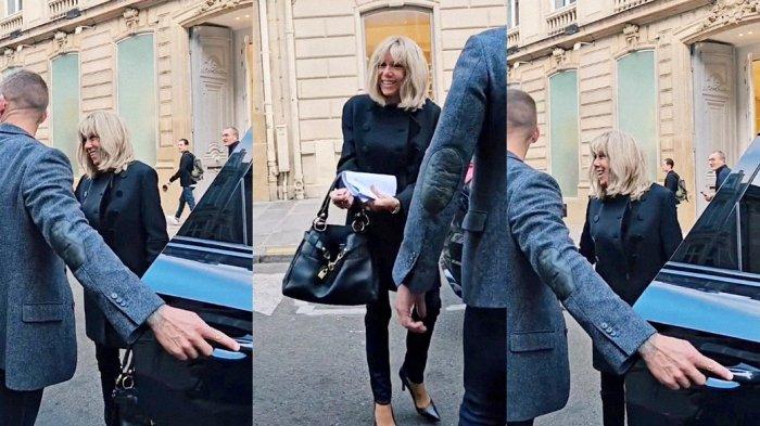 Brigitte Macron menyapa BLINK, titip salam untuk Jisoo BLACKPINK di Paris Fashion Week, Paris, Prancis, Selasa (26/9/2023)