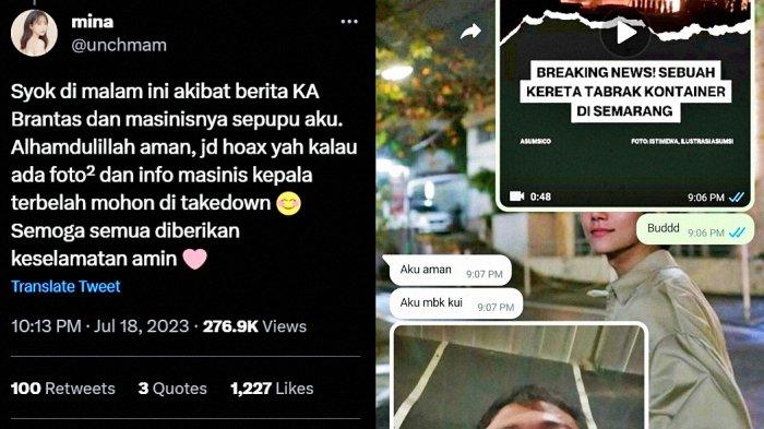 Cuitan viral pemilik akun Twitter @unchmam, kerabat Budi Winarno masinis KA Brantas