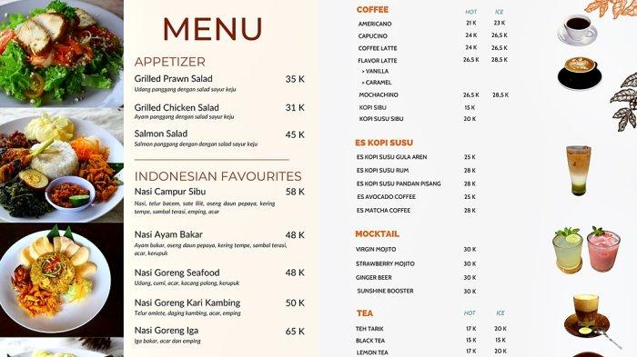 Daftar harga menu di Sibu Resto