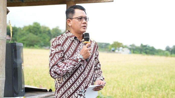 Wakil Bupati Sleman Danang Maharsa saat menghadiri tradisi wiwitan di Kalurahan Sumbersari, Moyudan, Kabupaten Sleman, Rabu (27/3/2024).
