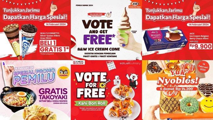 INFO Promo Pemilu 14 Februari 2024: Dunkin Ichiban Hokben Richeese CFC A&W Hypermart Holland Bakery