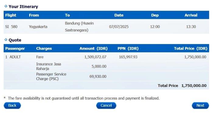 Jadwal dan Harga Tiket Pesawat Susi Air Rute Yogyakarta-Bandung