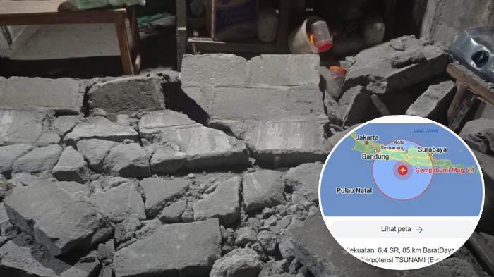 Tembok Roboh - Tembok rumah Mbah Ponem setelah gempa Gempabumi Mag 6.4 di Barat Daya Bantul Yogyakarta, Jumat (30/6/2023) pukul 19.57.43 WIB.