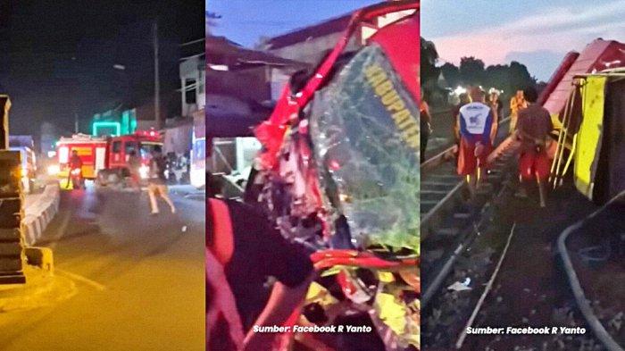 Kronologi Kecelakaan Mobil Damkar Tertabrak Kereta Api Selasa, 2 Juli 2024 Pukul 01:45 WIB. Keterangan foto: Tangkapan layar video viral kecelakaan mobil damkar tertabrak kereta api.