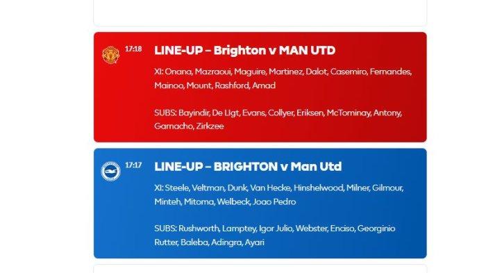 LINE UP Resmi Brighton vs MAN UTD