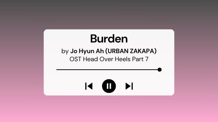 Lirik Lagu dan Terjemahan Burden Jo Hyun Ah Urban Zakapa OST Head Over Heels Part 7