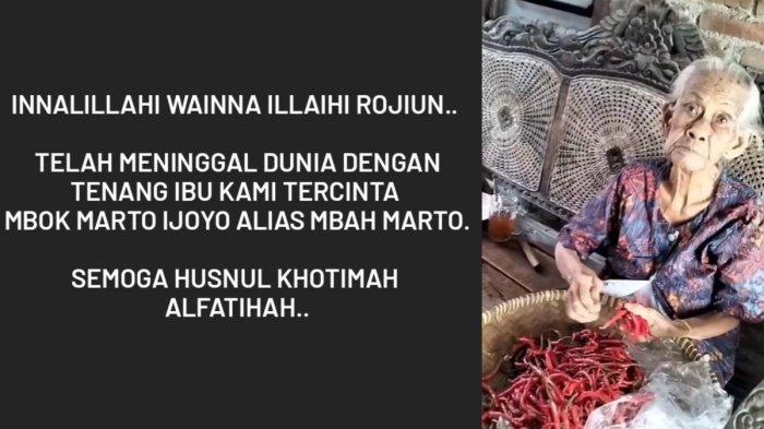 Marto Ijoyo Pendiri Kuliner Legendaris Mangut Lele Mbok Marto di Sewon Bantul Meninggal Dunia