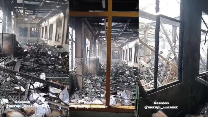 Foto tangkapan layar video kondisi pabrik garmen di Ngaglik, Sleman, pascakebakaran, Rabu (21/5/2025) pukul 12:18 WIB yang diabadikan pemilik akun Instagram @anissa_lutvi yang kemudian diunggah ulang oleh Instagram @merapi_uncover.