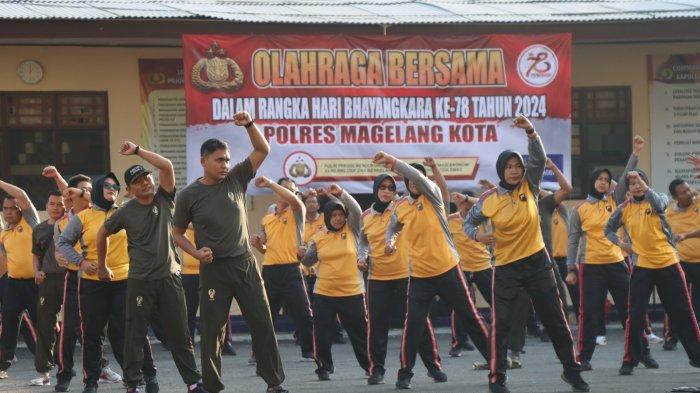 Peringati Hari Bhayangkara Ke 78 Polres Magelang Kota Gelar Senam