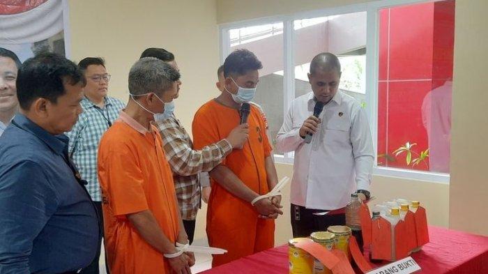 Polda Sumsel melakukan gelar perkara terkait kasus pembuatan Pertalite palsu di Kabupaten Ogan Komering Ilir (OKI), Kamis (20/7/2023).