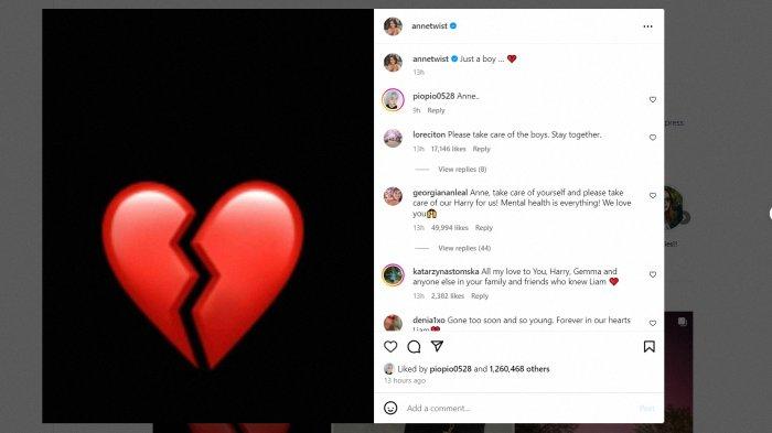Unggahan duka cita Anne Twist, ibu Harry Styles, atas meninggalnya Liam Payne