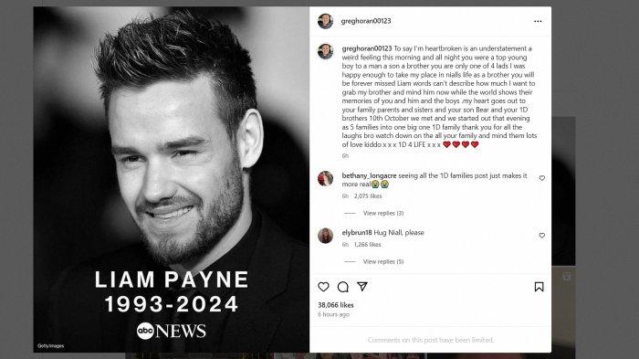 Unggahan duka cita Greg Horan, kakak Niall Horan, atas meninggalnya Liam Payne