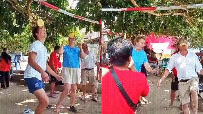 Tangkapan video viral bule ikut Lomba 17-an di Semail RT 03 Bangunharjo, Sewon, Bantul, Minggu (6/8/2023)