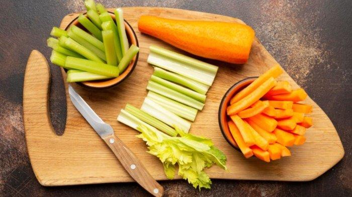 Above view vegetables on wooden board