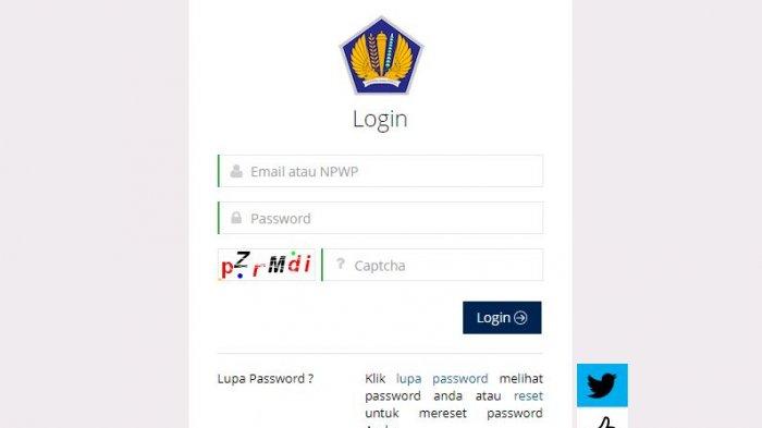 Laman https://ereg.pajak.go.id/login