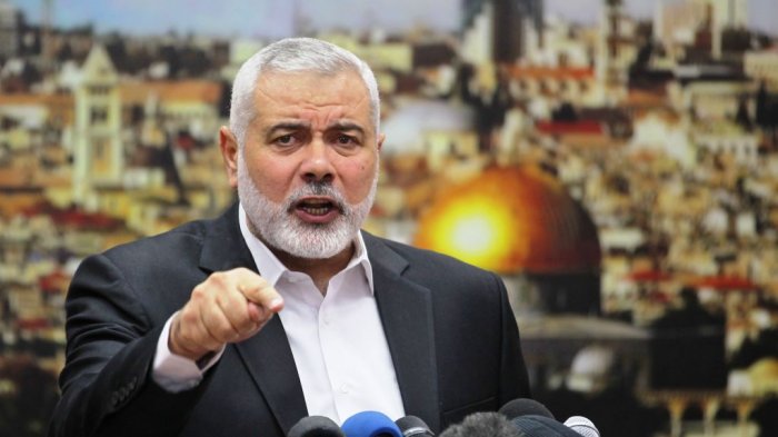 Ismail Haniyeh saat berpidato di Gaza pada Kamis (7/12/2017).