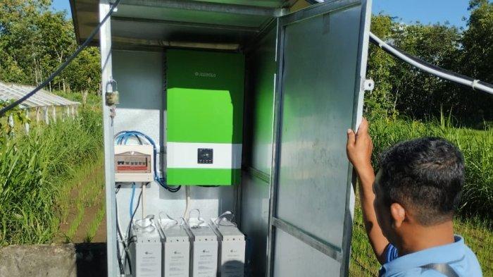 Pembangkit Listrik Tenaga Surya (PLTS) yang digunakan untuk menyalakan pompa di kelompok tani Lestari Bulak Sawah di Kelurahan Ngawu, Kapanewon Playen, Gunungkidul