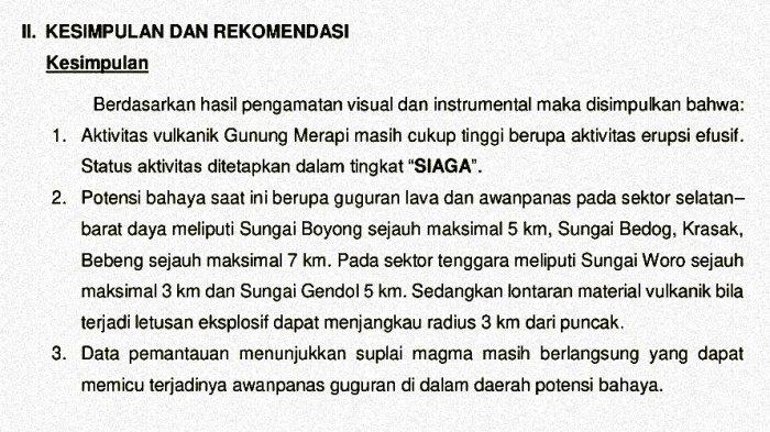 Daerah potensi bahaya menurut laporan aktivitas Gunung Merapi minggu ini 17-23 Mei 2024