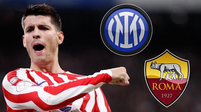 Penyerang Atletico Madrid, Alvaro Morata dilirik Inter Milan dan AS Roma. (Kolase TribunKaltara.com / atleticodemadrid.com)