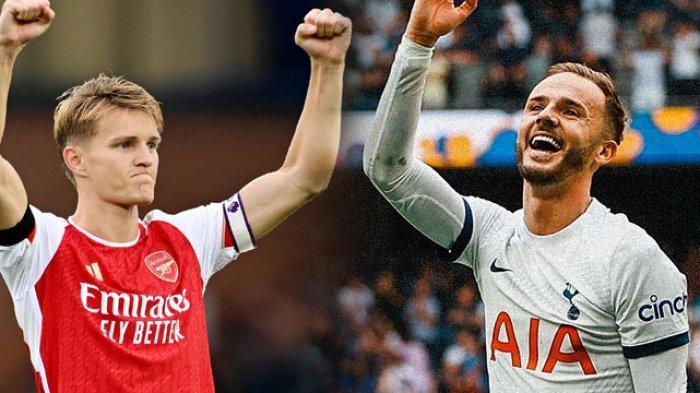 Gelandang Arsenal, Martin Odegaard dan pemain Tottenham Hotspur, James Maddison.
