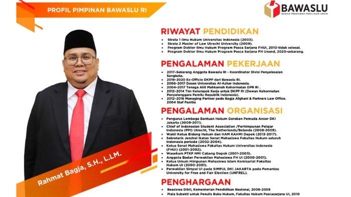 Berikut ini biodata Ketua Bawaslu RI Rahmat Bagja, yang merupakan salah seorang sosok penting di balik pelaksanaan Pemilihan Umum Indonesia 2024 hari ini, Rabu 14 Februari 2024.